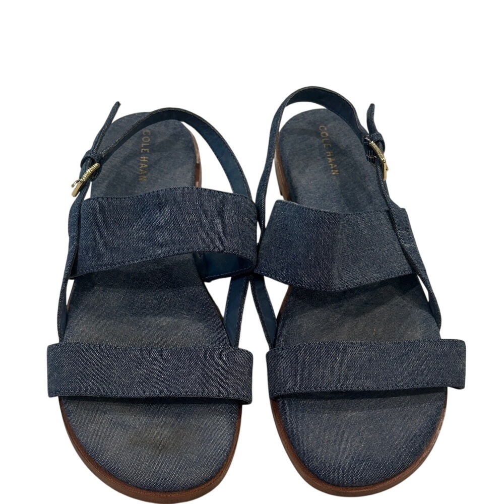 Cole Haan Denim Slingback Flat Sandals Women Blue Casual Comfort‎ Size Unknown
